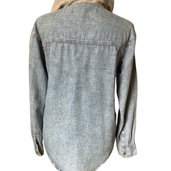 H&M Light Blue Denim Utility Jacket with Grey Hood XXS - Picture 4 of 9